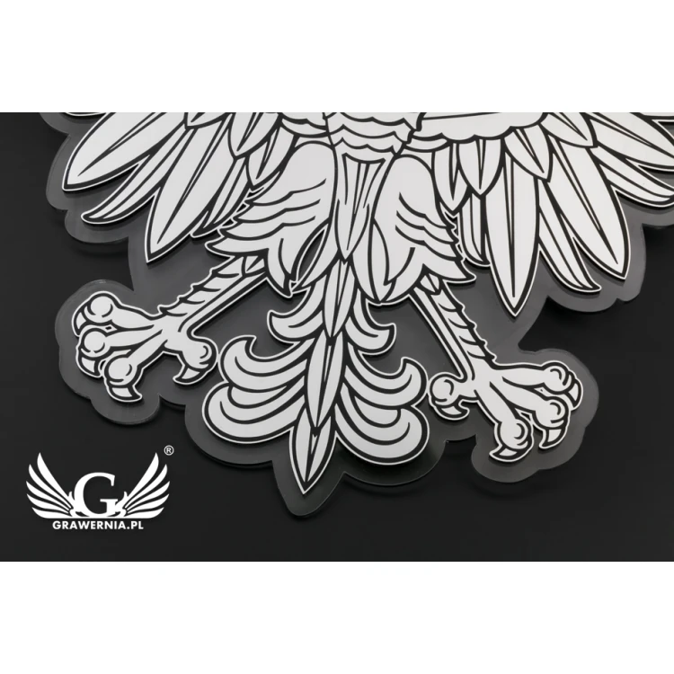 Godło Polski grawerowane - plexi z laminatem grawerskim - wym: 230x210mm - DEK015