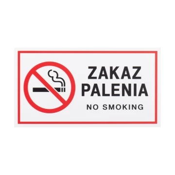 Biała tabliczka zakaz palenia - nadruk UV - wym. 200x110mm - Z020