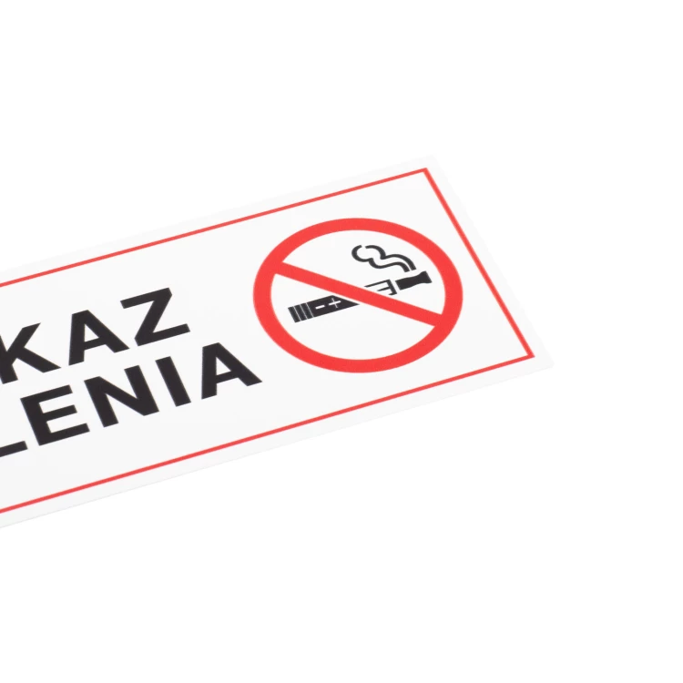 Biała tabliczka zakaz palenia - nadruk UV - wym. 200x65mm - Z021