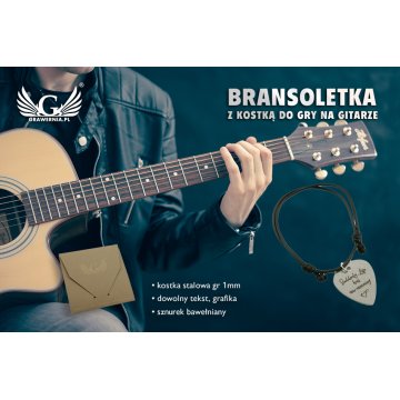 Bransoletka sznurkowa z kostką gitarową