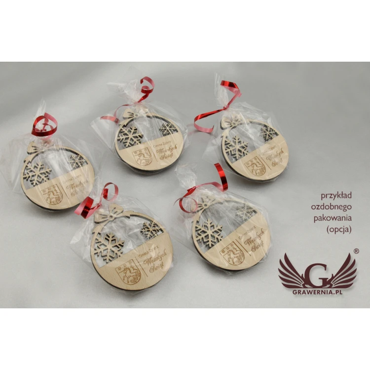 Drewniane bombki choinkowe z dowolnym nadrukiem UV - wym. 71x82mm - BDR002