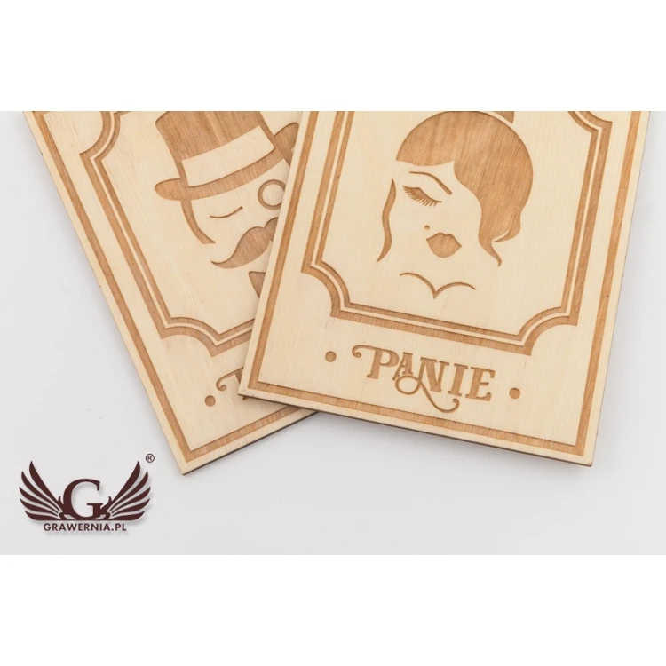 Drewniane tabliczki do toalety w stylu retro - TT039 - wym. 123x100mm