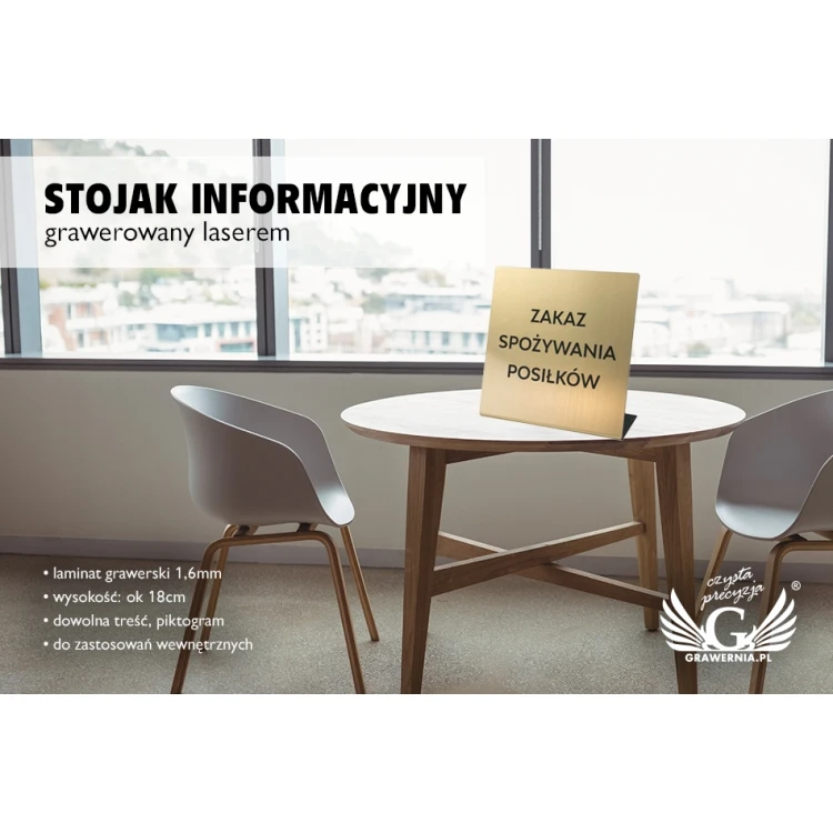Duży stojak z dowolnym tekstem - laminat grawerski metalizowany i szczotkowany - ST010 - wys ok 18cm 