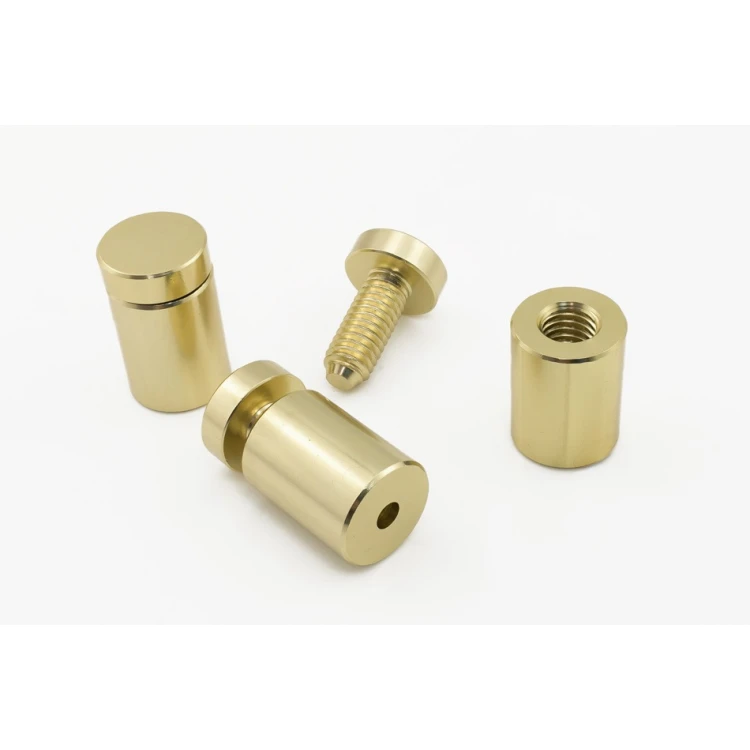 Dystans aluminiowy do szyldów i tabliczek - jasny złoty - średnica 19mm - DDS032