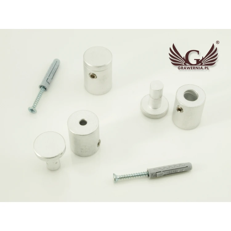 Dystans do szyldów i tabliczek - dystans srebrny z aluminium - średnica 18mm - DDS046