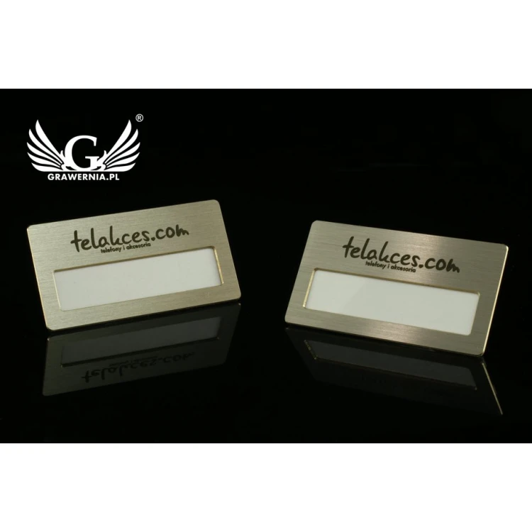  Ekskluzywny identyfikator z okienkiem - 68x36mm - ID046 - mosiądz srebrzony