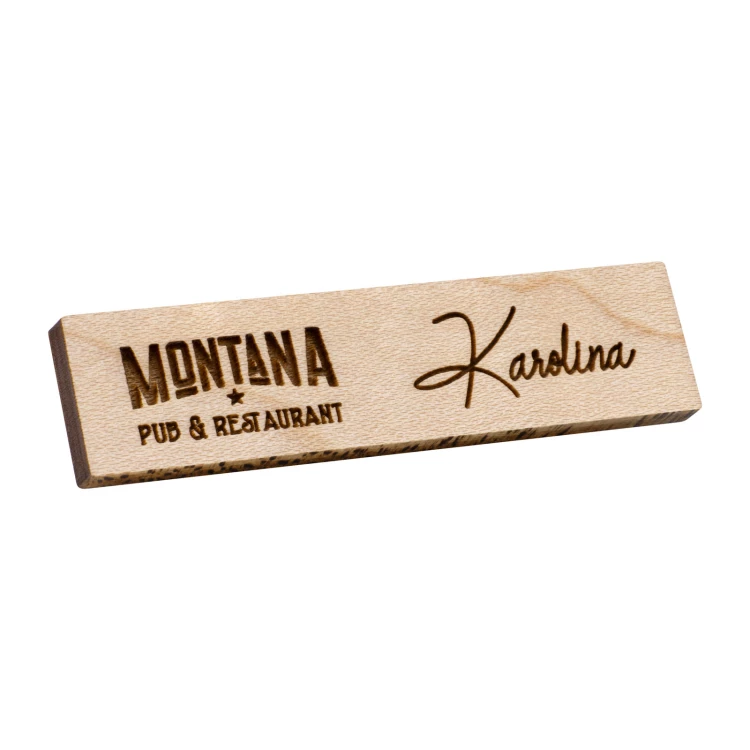Identyfikator drewniany - drewno klonowe premium - wym: 57x15mm - ID144