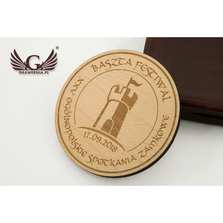 Medal w drewnianej kasetce na każdą okazję - średnica 90mm
