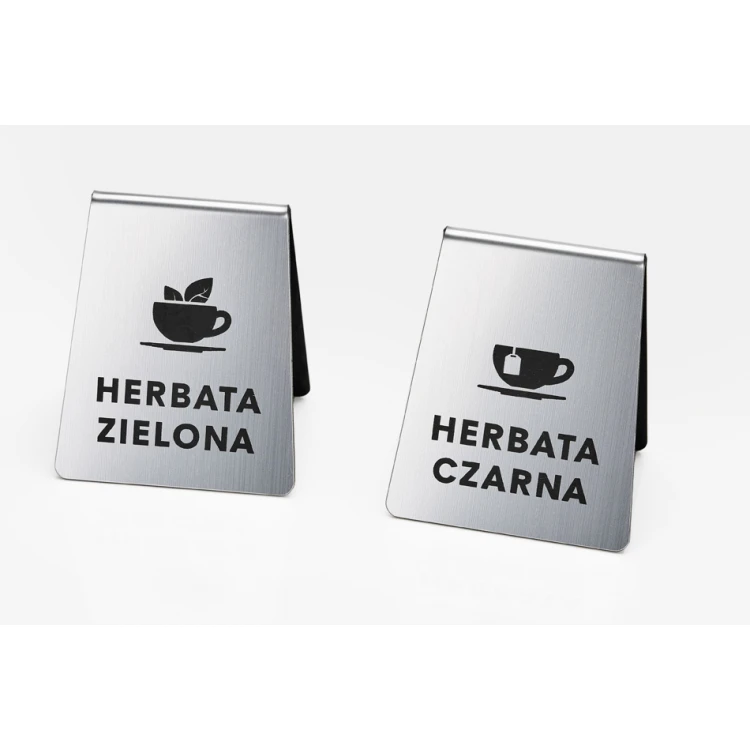 Mini Stojaczek informacyjny dla gastronomi, hotelarstwa - laminat grawerski metalizowany i szczotkowany - ST017