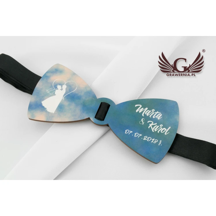 Mucha drewniana z motywem ślubnym - kolorowy druk UV - MDR032