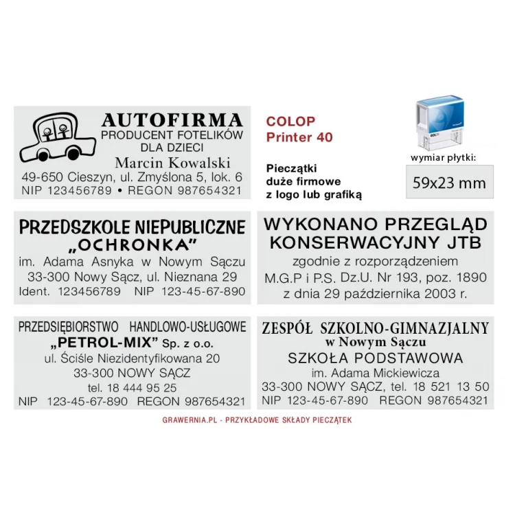 Pieczątka samotuszująca z ochroną antybakteryjną COLOP Printer 40 Microban - wymiar odbicia 59x23mm - COL037