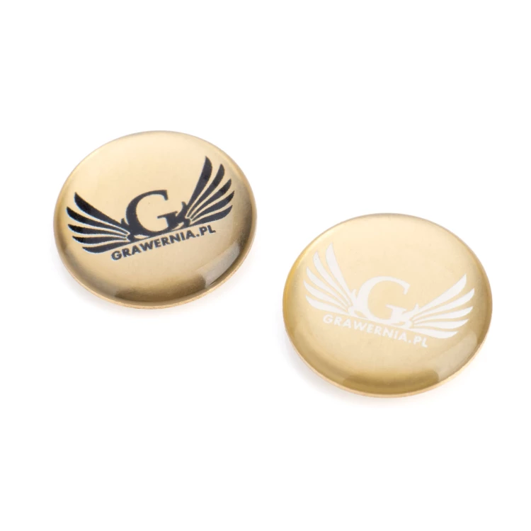 Pinsy z mosiądzu surowego - wypukłe 3D doming - dowolne logo - PWD031