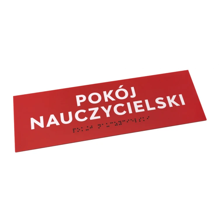 Pokój nauczycielski - ADA - tabliczka z nadrukowanymi literami i pismem Braille'a - wym. 310x100mm - TAB289