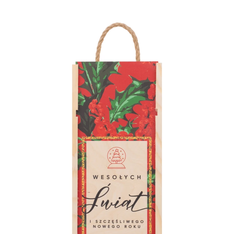 Prezent świąteczny z Twoim logo - drewniana skrzynka na alkohol - wym. 110x360mm - SK093