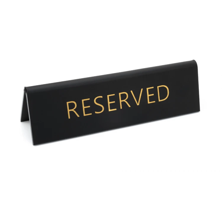 Rezerwacja - stojak na stoliki - wym. 150x45mm - czarny mat złote litery - REZ017