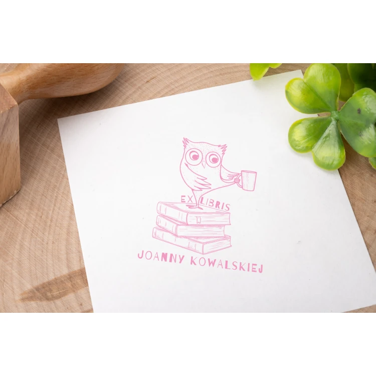 Stempel Ex Libris do odbijania w tuszu - Sowa 2 - wymiary gryfu 50x50mm - EX017