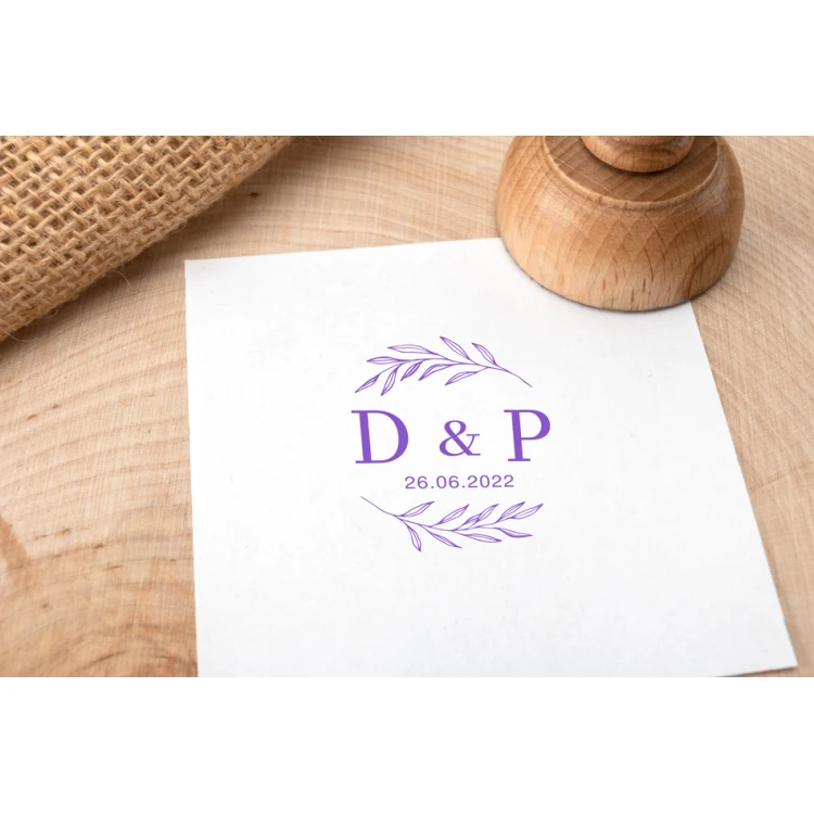 Stempel ślubny z inicjałami do odbijania w tuszu - średnica gryfu 40mm - STS032