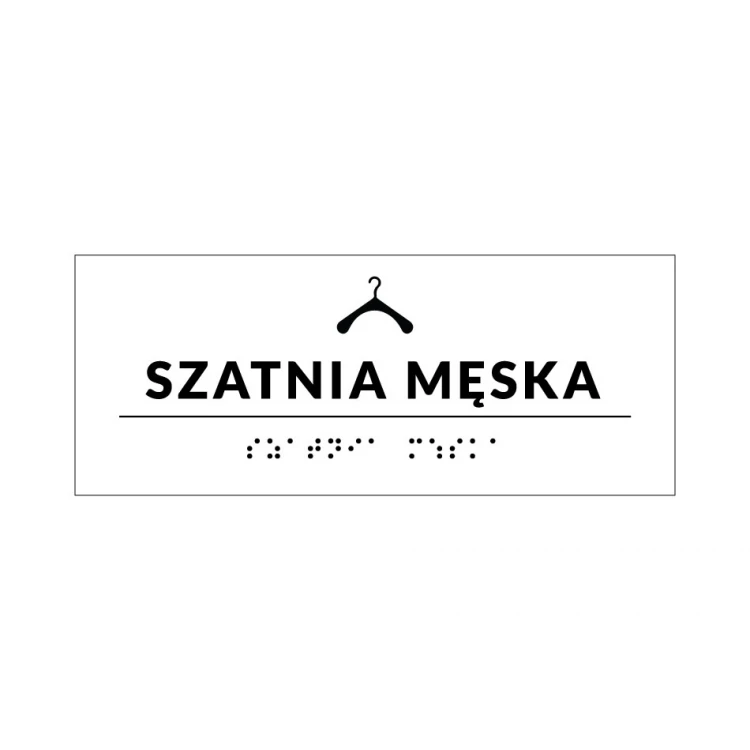System tabliczek z pismem Braille'a dla szkół - szatnia - wym. 200x80mm - PCW twarde - DECO WHITE - TAB345