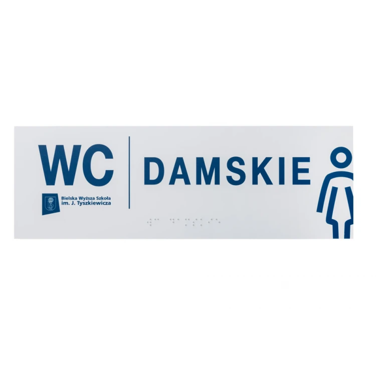 System tabliczek z pismem Braille'a dla szkół wyższych - WC - wym. 295x100mm - PCW twarde - TAB420