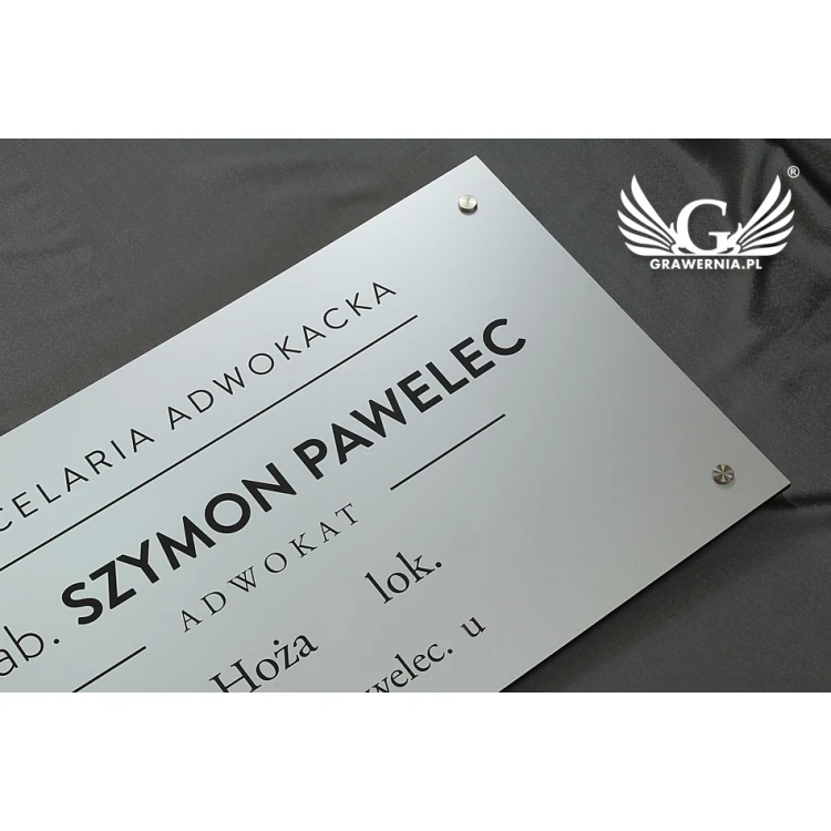 SZYLD KANCELARIA ADWOKACKA - laminat srebrny - SZ075 - wym. 800x440mm