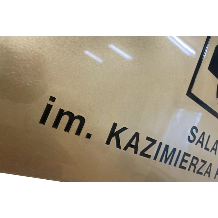 Tablica mosiężna grawerowana - mosiądz szlifowany - grawer CNC z wypełnieniem - wym. 800x540mm - TAB409