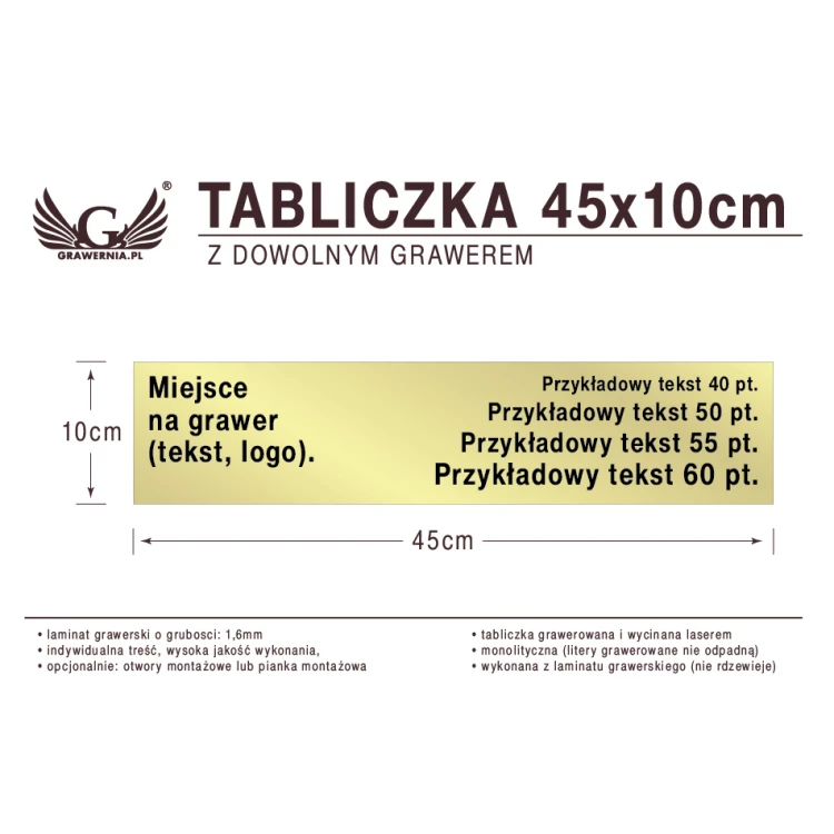 Tabliczka 45x10cm dowolny grawer laserem