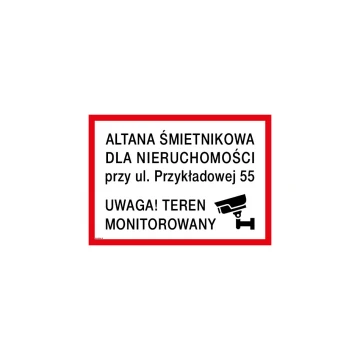 Tabliczka informacyjna do altany, wiaty śmietnikowej - wym. 490x350mm - PVC - kolorowy druk UV - TAB246