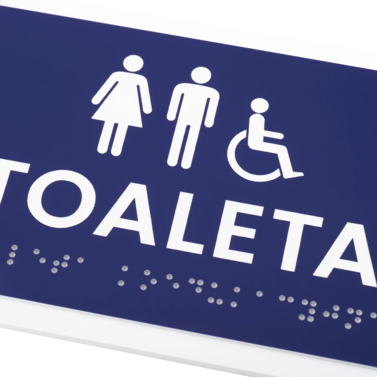 Tabliczka na drzwi toalety z laminatu grawerskiego z pismem Braille'a - wym. 174x104mm - TT051