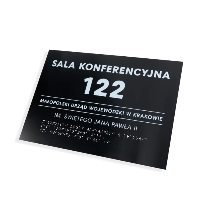 Tabliczka z dowolnym tekstem i pismem Braille'a - wym. 350x250mm - PCW twarde - TAB449
