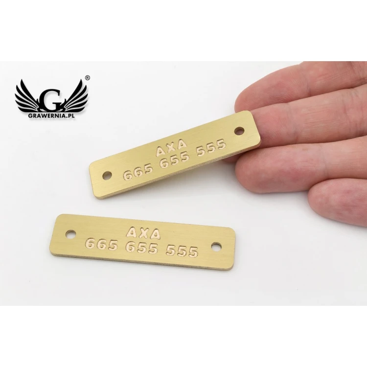 Tabliczka mosiężna grawerowane CNC - wym. 60x15x1,6mm - TAB107