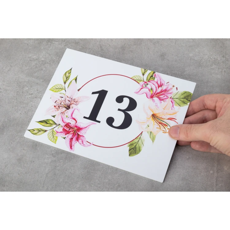 Tabliczki na drzwi z motywem kwiatowym i dowolną numeracją - wym. 200x150mm - PVC - druk UV - TAB408 