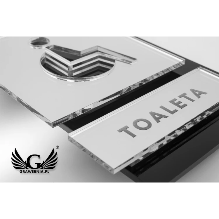 Tabliczki na toalety czarna i lustrzana plexi - wym. 100x145mm - TT031