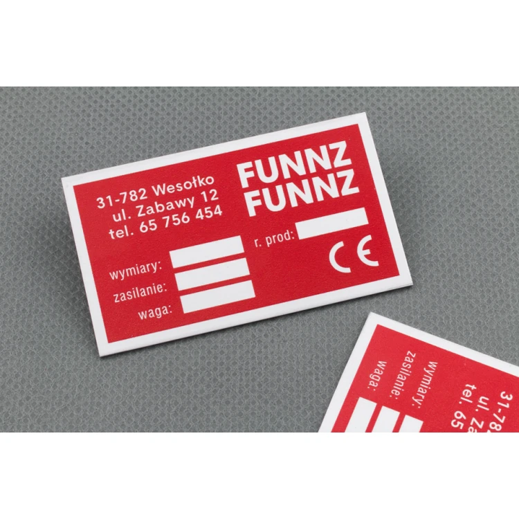 Tabliczki znamionowe z aluminium anodowanego - niezniszczalny druk - wymiary: 60x35mm