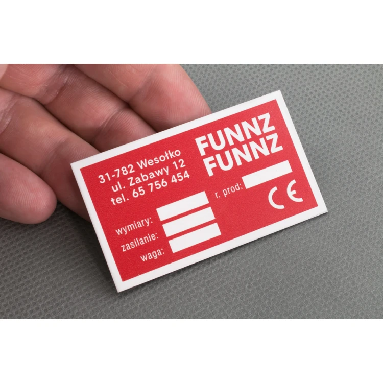 Tabliczki znamionowe z aluminium anodowanego - niezniszczalny druk - wymiary: 60x35mm