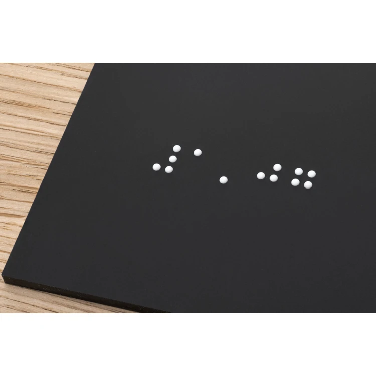 Toaleta damska - tabliczka z pismem Braille'a - płyta fornirowana dąb i akryl czarny mat - wym. 262x118mm - TAB404