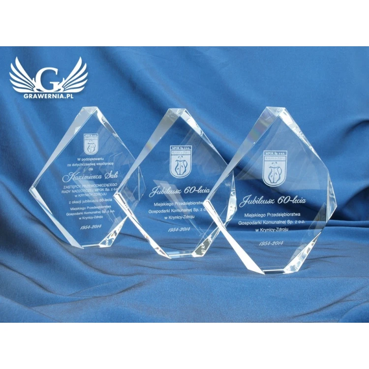 Trofeum szklane w etui - DIAMENT