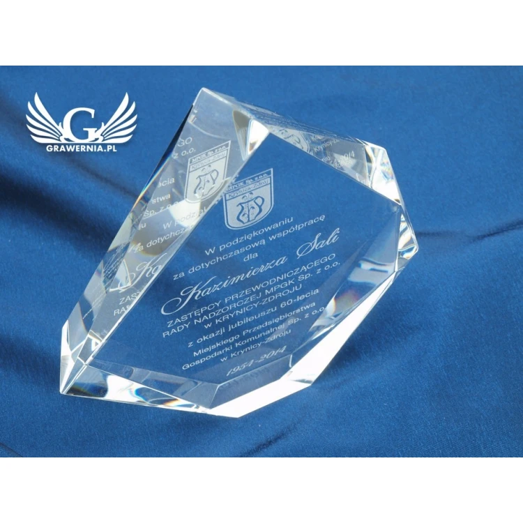 Trofeum szklane w etui - DIAMENT