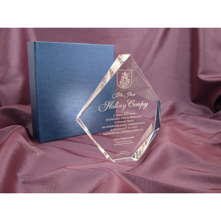 Trofeum szklane w etui - DIAMENT