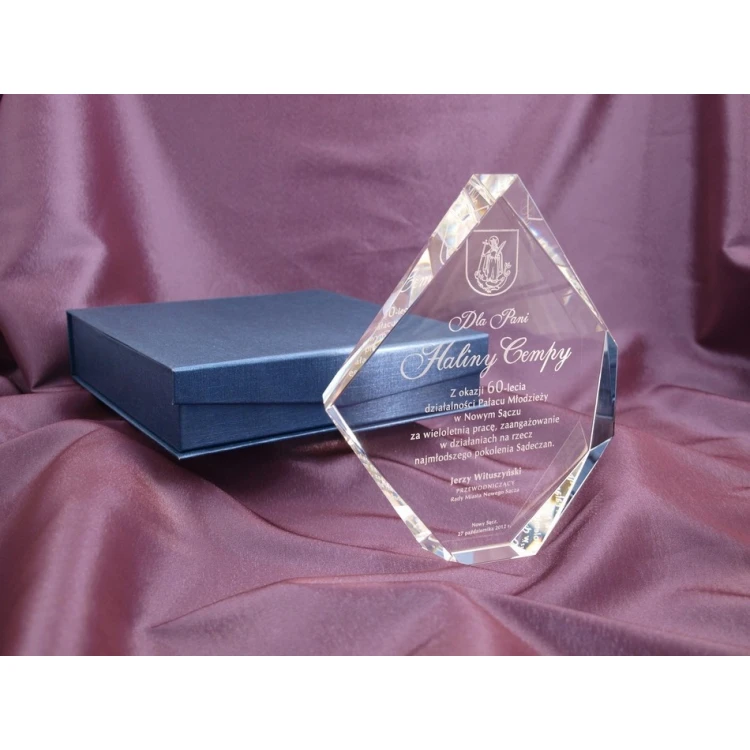 Trofeum szklane w etui - DIAMENT