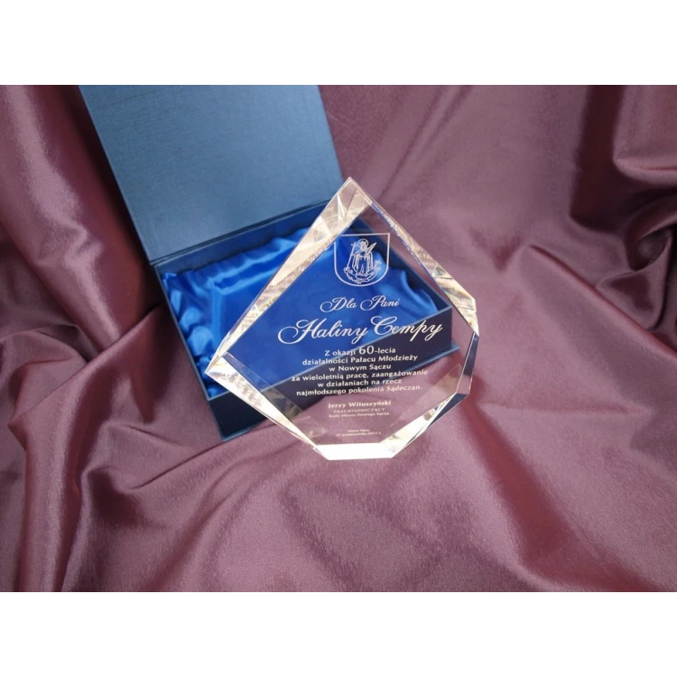 Trofeum szklane w etui - DIAMENT