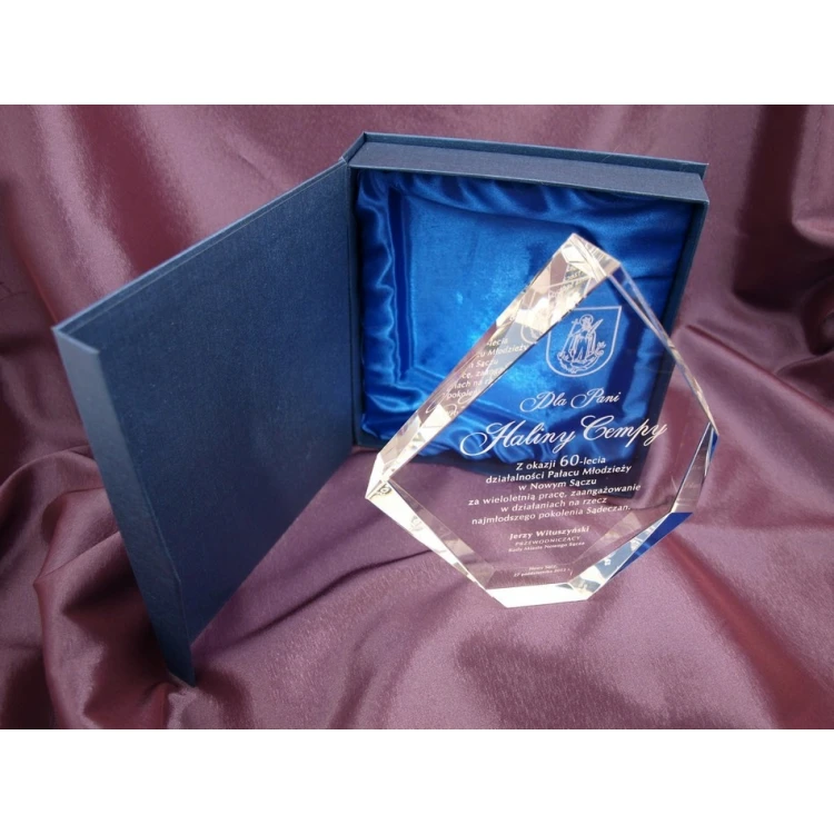 Trofeum szklane w etui - DIAMENT