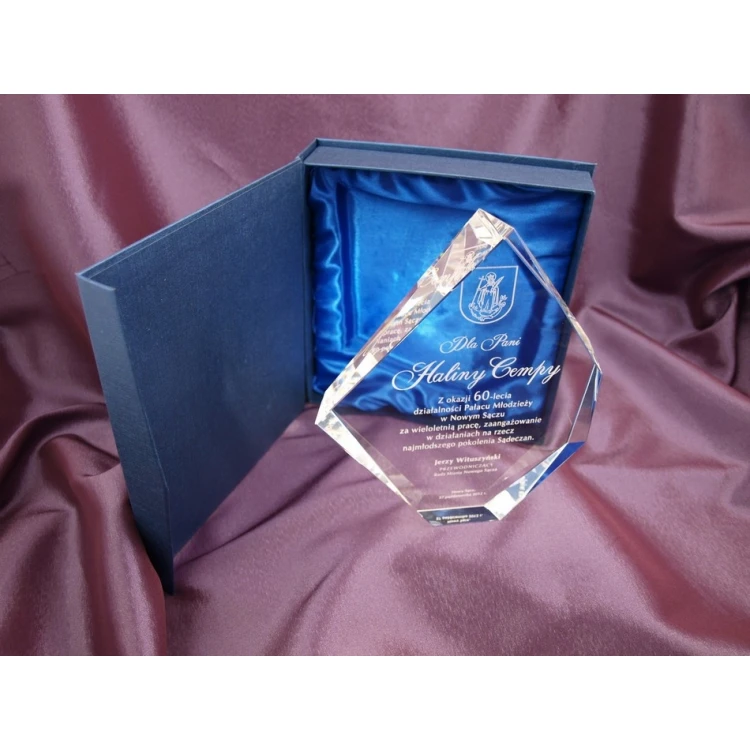 Trofeum szklane w etui - DIAMENT