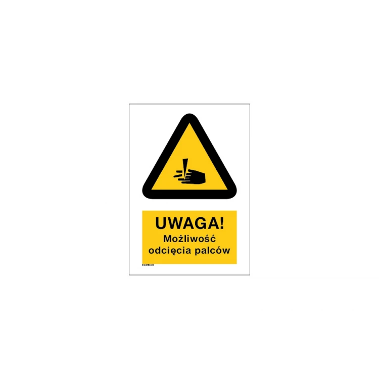 Uwaga możliwość odcięcia palców - wym. 297x210mm (A4) - PVC - kolorowy druk UV - BHP032