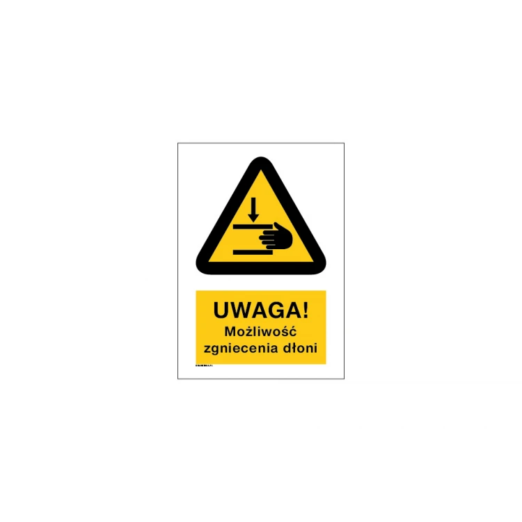 Uwaga możliwość zgniecenia dłoni - wym. 297x210mm (A4) - PVC - kolorowy druk UV - BHP025