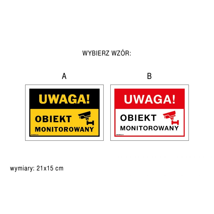 Uwaga obiekt monitorowany - tabliczka wym. 210x150mm - PVC - kolorowy druk UV - TAB173