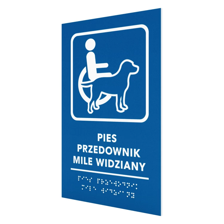 Tabliczka na drzwi z pismem Braille'a dla niewidomych - pies przewodnik - wym. 300x150mm - TAB706