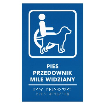Tabliczka na drzwi z pismem Braille'a dla niewidomych - pies przewodnik - wym. 300x150mm - TAB706