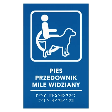 Tabliczka na drzwi z pismem Braille'a dla niewidomych - pies przewodnik - wym. 300x150mm - TAB706