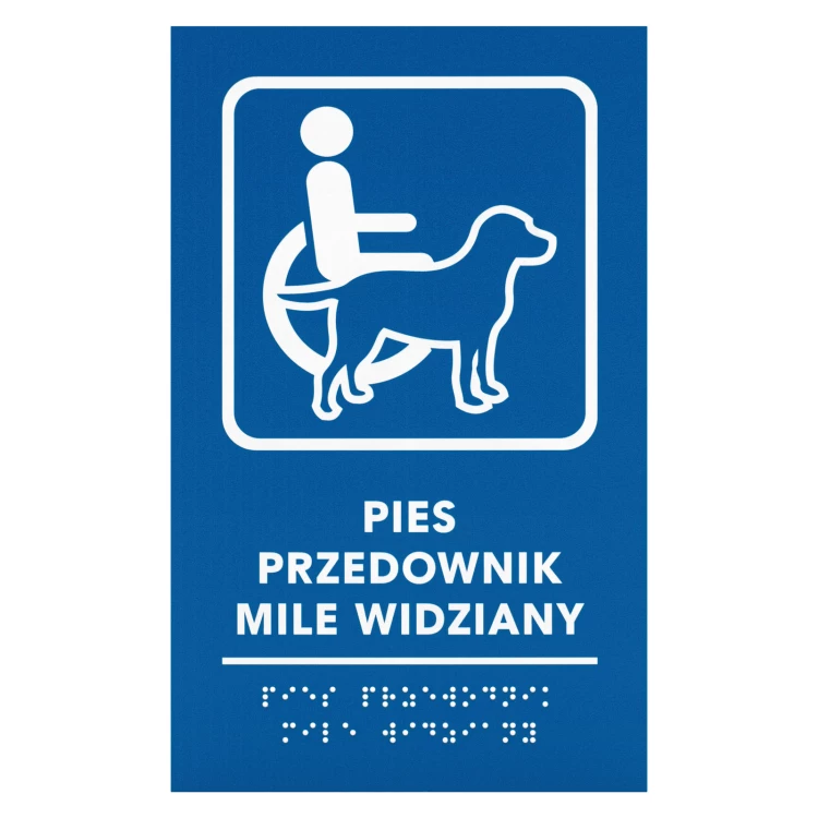 Tabliczka na drzwi z pismem Braille'a dla niewidomych - pies przewodnik - wym. 300x150mm - TAB706
