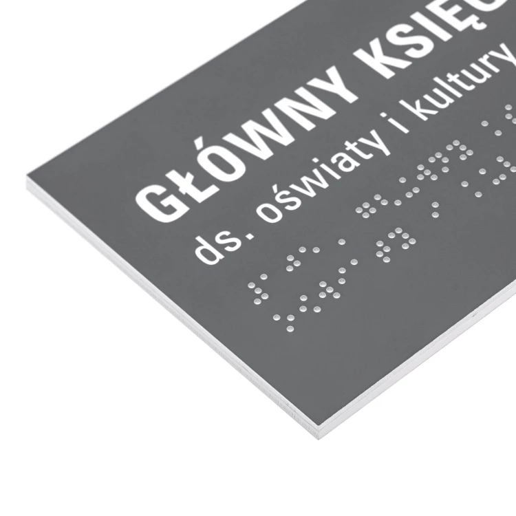 Tabliczka z pismem Braille'a i dowolną numeracją - wym. 262x100mm - TAB638